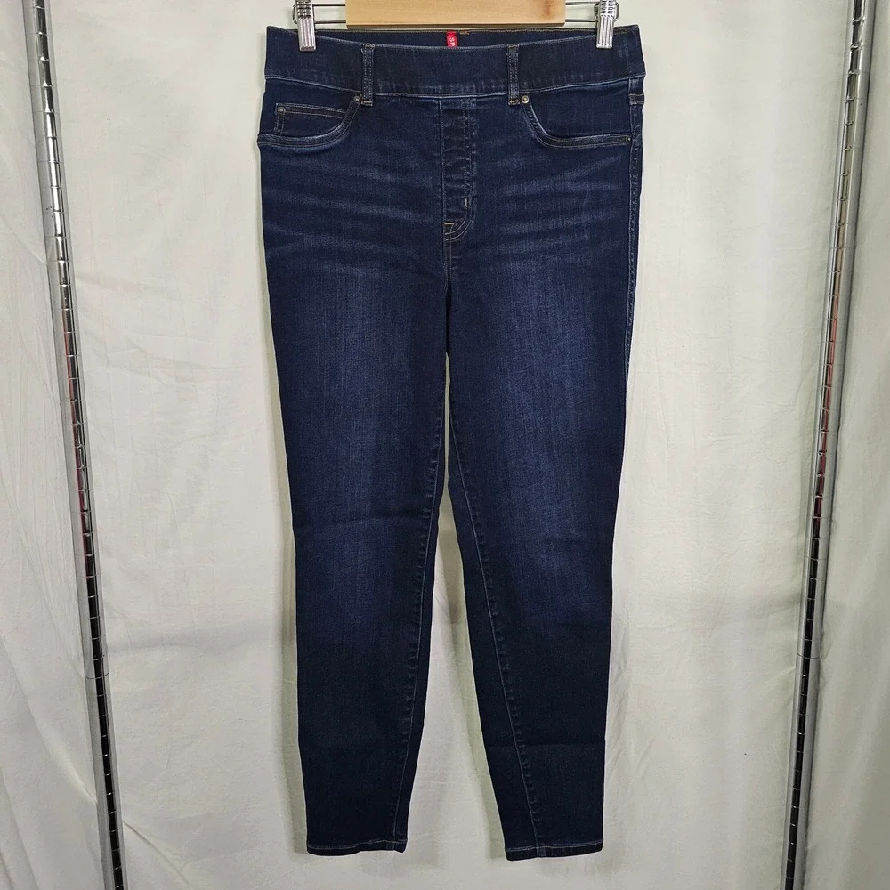 Spanx Ankle Skinny Jean Dark Wash Indigo High Rise Pull On Denim Large L